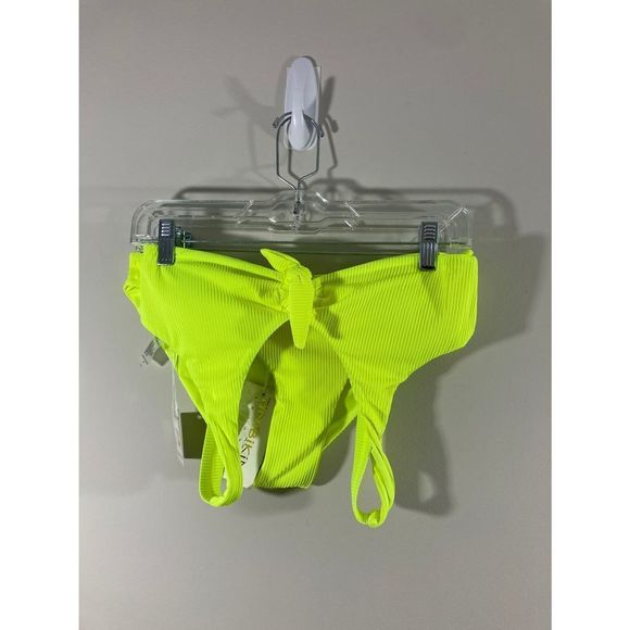 NWT TiniBikini Two Piece Neon Citrus Front Tie Bikini - Picture 4 of 10